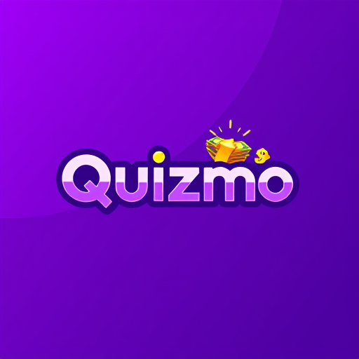 Professional logo design. Design a modern and vibrant logo for a trivia game called ‘Quizmo.’ The logo prominently features the word ‘Quizmo’ in a bold and clean Clash Grotesk typeface. The color palette includes a purple gradient as the base, complemented by gold and yellow accents to symbolize rewards and prizes. Integrate a creative combination of a question mark with elements like a dollar sign or a stack of cash. The design should convey excitement, competition, and success, with a minimalist and professional aesthetic that highlights the reward-driven nature of the game and low-poly art.
