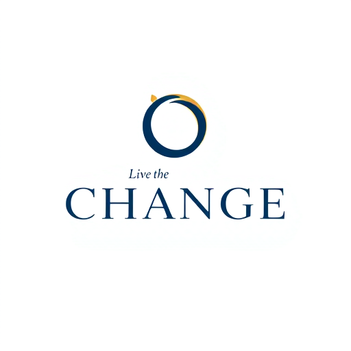 Professional logo design. Create a modern, minimal, and premium logo for the campaign Live the Change.Text: ‘Live the Change’ in bold, elegant typography.Symbol/Icon: A circular or rounded abstract icon representing The O Factor → symbolizing balance, wholeness, and transformation.Style: Sleek, futuristic, aspirational, luxury real-estate branding tone.Color Palette: Gold and deep blue on white or black background (premium corporate style).Format: Flat, vector-style logo with transparent background, suitable for social media and print.Output: Logo should look professional, timeless, and aligned with luxury workspace branding.”
