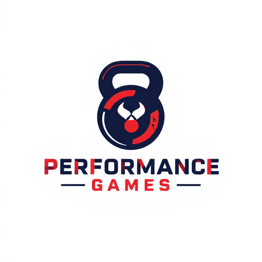 Professional logo design. I'm looking to design a modern logo for my Cross Fit shop. The theme should be strong and impactful with vibrant tones. Please include a custom kettlebell icon and a clean sans-serif font for the text.name is Performance Games.