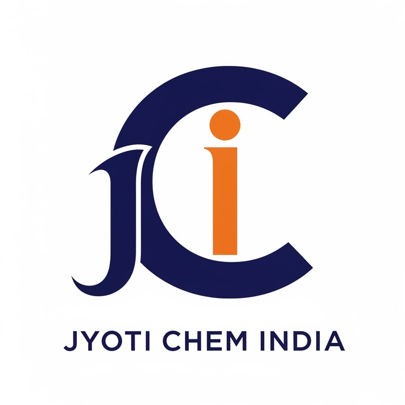 Create a professional monogram logo using the letters J, C, and I. The C should be a large curved navy-blue shape, and inside the C place a bold orange letter I with a round orange dot on top. The J should flow smoothly into the C from the left side in navy blue.
The design must look clean, modern, and corporate, with smooth curves and a premium chemical-industry style. Add the text JYOTI CHEM INDIA below the icon in navy-blue sans-serif font. White background, high resolution