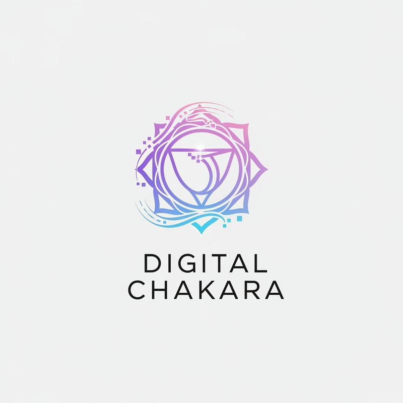 Design a creative and modern logo for “Digital Chakara”. The chakra should look artistic, energetic, and digital with soft glowing gradients. Include feminine and elegant touch with pastel purple, pink, and blue tones. Clean, minimal, and unique branding style.