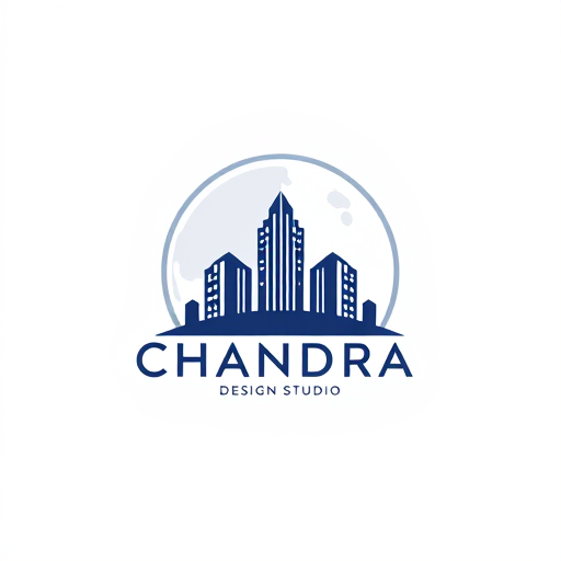 Professional logo design. chandra design studio and use moon background with modren building images