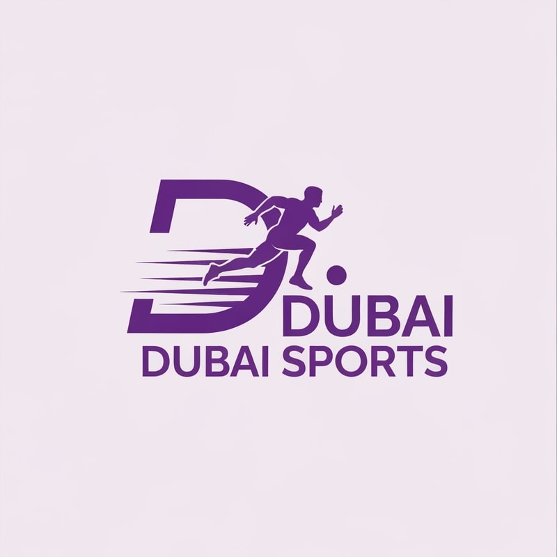 Professional logo design. Conceptual Description: The Dubai Sports logo embodies the dynamic spirit of athleticism while celebrating Dubai's identity as a global sports hub. The design features a stylized 'D' that curves gracefully to form a track-like path, symbolizing Dubai's journey toward sporting excellence. Within this path, a runner in full motion represents the energy, determination, and forward momentum of Dubai's sports community. The horizontal lines trailing behind the runner convey speed and progress, reflecting the emirate's rapid development in the sports sector. The typography combines modern elements with subtle Arabic-inspired curves, bridging tradition and innovation - a core value of Dubai's vision. The purple color palette represents ambition, creativity, and luxury, aligning with Dubai's premium positioning on the world stage. This logo is designed to inspire athletes and fans alike while being versatile enough for applications across all media formats and sizes.