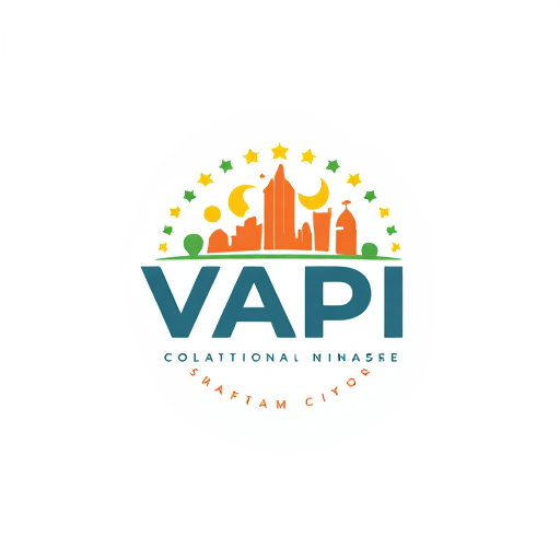 Professional logo design. Design logo for vapi citys rich heritage and progressive Outlook. The city's value of sustainability , inclusivity and innovation. A forward looking vision as vapi grows into a modern urban hub 