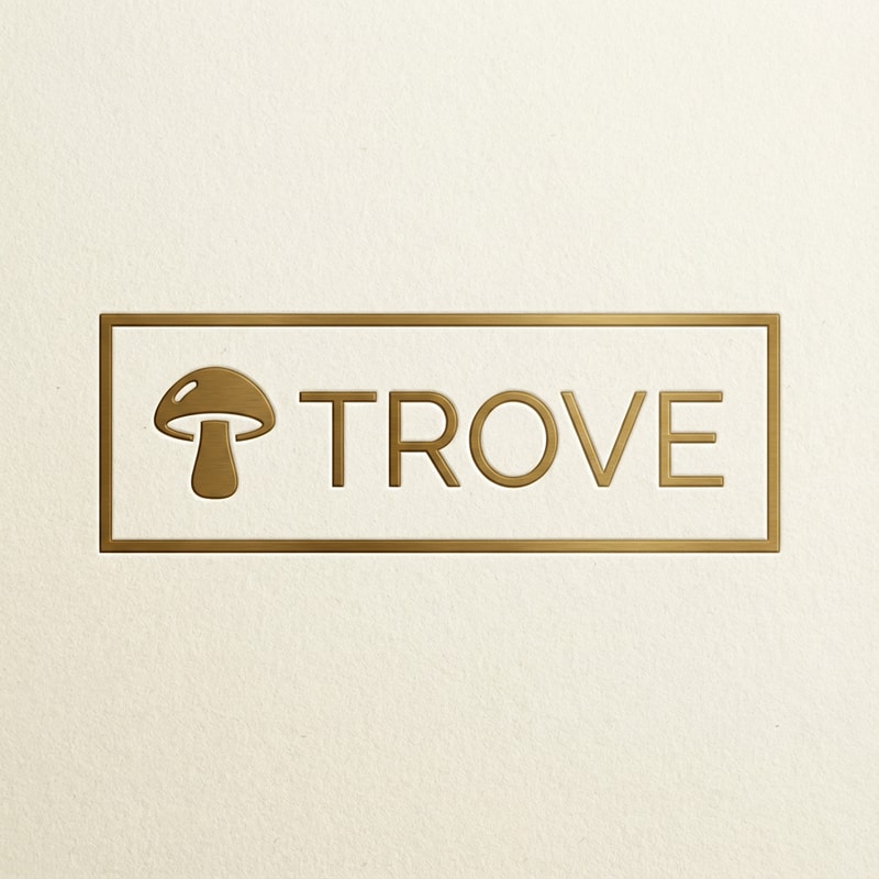 #B79044  i want this colour code logo  differenti want realestic text TROVE font style raleway