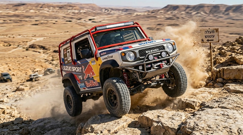 תהפוך את הג'יפ בתמונה לרכב מרוץ שנוסע בשטח