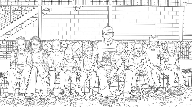turn this into a black and white sketch like the reference image