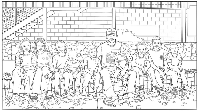 turn this into a black and white sketch for coloring book