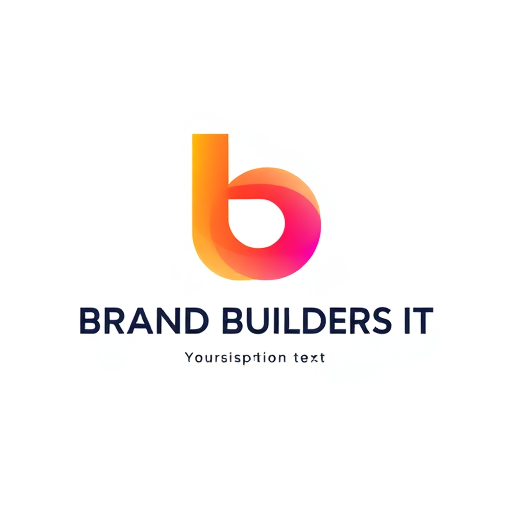 Professional logo design. Create a modern 3D gradient logo featuring the letter “b” in the center, designed in a sleek and abstract shape exactly like a professional IT brand logo. Use vibrant orange, purple, and pink gradients with smooth shading and lighting.
Below the logo, write “BRAND BUILDERS IT” in the same bold, modern sans-serif font as in the reference image.
Under that, add a placeholder slogan text in a thin, uppercase font.
Place everything on a clean white background, centered, with professional spacing.
The style should look minimal, premium, and tech-oriented.