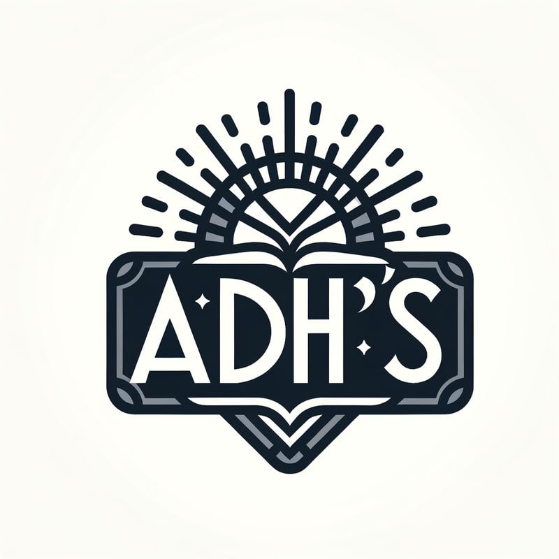 Professional logo design. Generate a logo with the text “Adhi's” in a bold, custom geometric or art deco-style font, combined with a small, open book icon integrated subtly into the design. Monochrome, clean lines, and professional appearance