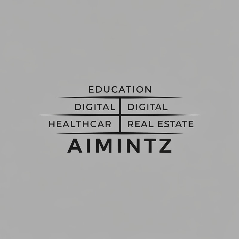 hey create a logo image with combined these 3 words education, digital healthcare, real estate and here is the name of the logo (AIMintz)