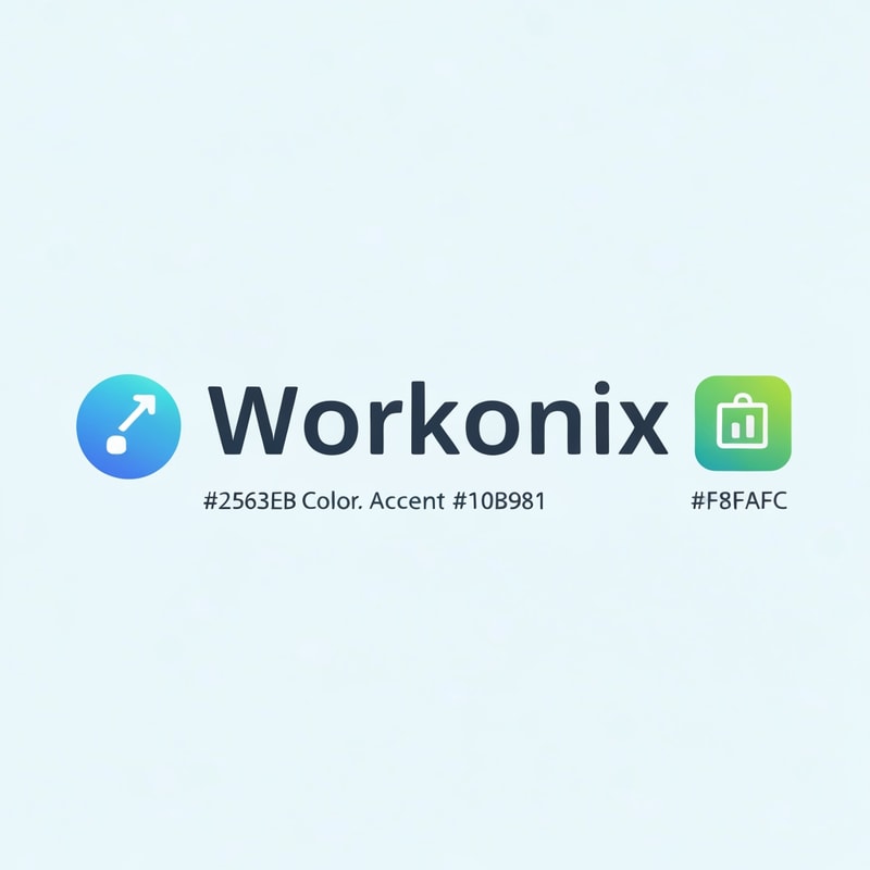 hey create a logo image of this content Logo name - Workonix
Primary Color: #2563EB (Cool Blue)
Accent Color: #10B981 (Fresh Green)
Background: #F8FAFC (Soft Light)
Font Suggestion: Inter or Poppins
Overall Feel: Clean, modern, and SaaS-focused with gradients and rounded components.
add icon of crm
