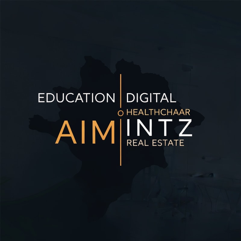 hey create a logo image with combined these 3 words education, digital healthcare, real estate and here is the name of the logo (AIMintz)