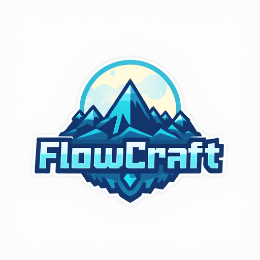 Professional logo design. so the server name is FlowCraft we are a geopl server themed with A moon in a logo minecraft theme