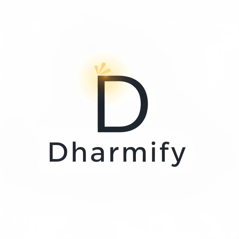 Use the letter D as a glowing emblem. The top curve opens slightly like light escaping, showing awareness spreading. “Dharmify” follows in clean lowercase with balanced spacing—modern and pure.