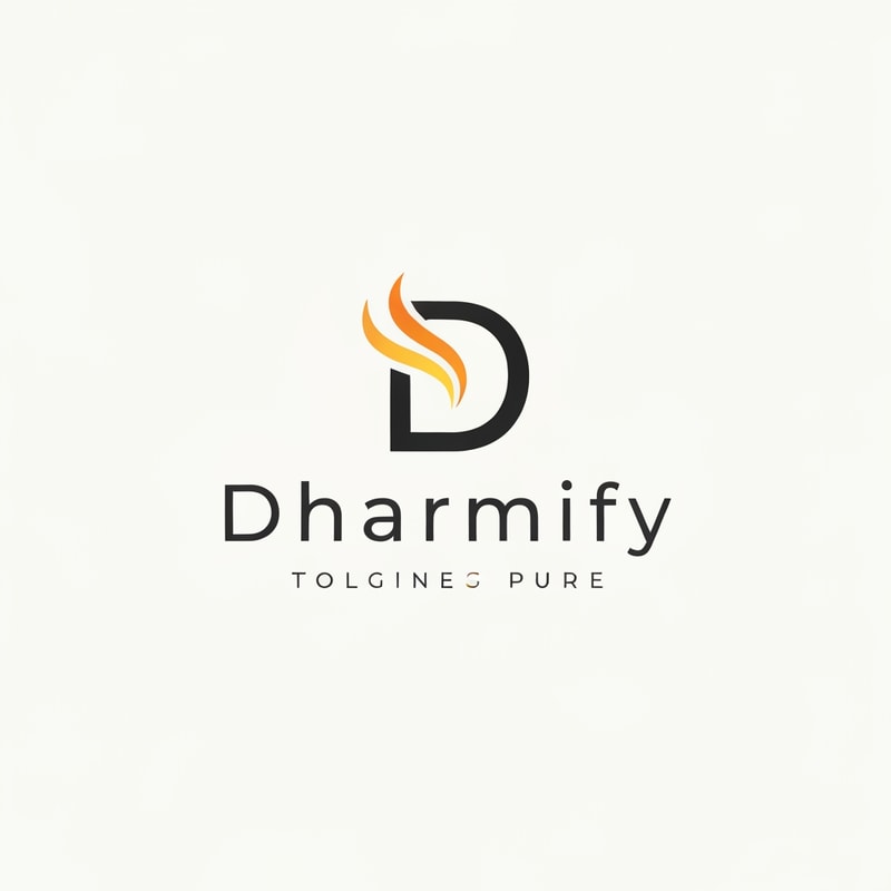 Use the letter D as a glowing emblem. The top curve opens slightly like light escaping, showing awareness spreading. “Dharmify” follows in clean lowercase with balanced spacing—modern and pure.