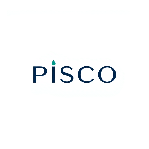 Professional logo design. Create a minimalist and premium wordmark logo for the brand name “PISCO”, designed in thin, monoline strokes with elegant balance and smooth curves. The typography should look clean, geometric, and modern, similar to luxury water brands. Explore variations where the letters are created with continuous flowing lines, where the “S” takes the form of a subtle wave, and where the “C” and “O” merge together into one fluid curve. In some concepts, replace the dot of the “I” with a small water droplet, or shape the “O” to look like a ripple circle. The logo must stay minimalist with lots of negative space, yet convey purity, freshness, and sophistication. Use sleek sans-serif or modern serif styles with customized strokes, ensuring readability at any size. Color palette should remain premium—deep navy blue, aqua tones, silver, or copper linework on clean white background—creating a timeless, refined identity for a high-end mineral water bottle brand.