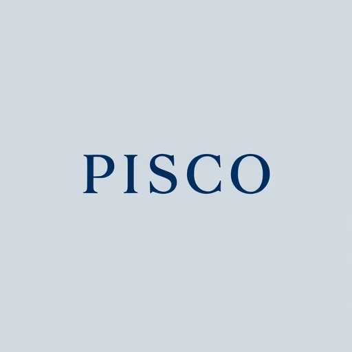 Professional logo design. The wordmark “PISCO” should be the central focus, written in clean, sans-serif or modern serif typography that conveys elegance and authority. The letters must have balanced spacing and smooth curves, ensuring readability at any size. A touch of customization (such as elongated strokes, soft curves, or a subtle cut in the letters) can make the logo unique while keeping it minimalist. The font should look timeless, refined, and stylish, aligning with the image of a premium bottled water brand.