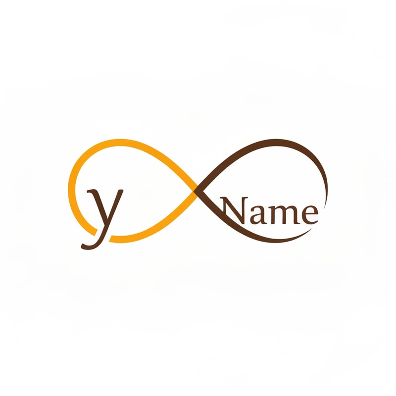 Let the tail of y curve back under the name forming a gentle infinity loop. It expresses endless wisdom and continuity of dharma through stories.