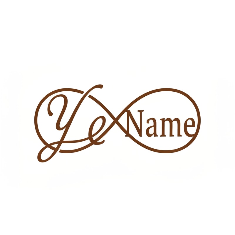 Let the tail of y curve back under the name forming a gentle infinity loop. It expresses endless wisdom and continuity of dharma through stories.