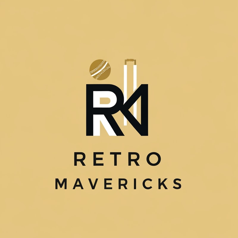 Create a minimal premium monogram logo for “RETRO MAVERICKS”.
Use stylized letters “RM” merged into a single geometric mark.
Add a small cricket symbol like a ball or stumps subtly.
Color palette: black, gold, and white.
Modern, luxury, clean vector design. No background.