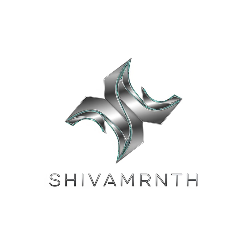 “Logo for ‘SHIVAMRNTH’ built from three extremely thin metallic water waves forming a geometric symbol. Clean, scientific, ultra-modern. Aqua-blue micro highlights. Typography very thin, uppercase, silver. Pure white premium background.”
