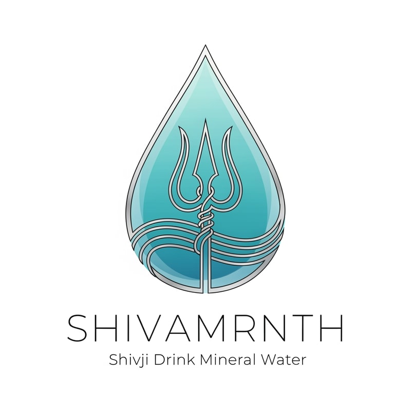 “Design a premium vector logo for ‘SHIVAMRNTH – Shivji Drink Mineral Water’ using a minimal trishul icon merged inside a smooth translucent water droplet. Clean aqua gradients, metallic silver outlines, sacred yet modern. Typography thin, elegant, uppercase. Pure white background.”

**2. Sacred Water Wave + Mandala Line Art