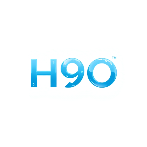 Professional logo design. Design a premium logo for H9O where the number “9” is stylized as a crystal-clear water droplet, while “H” and “O” remain bold modern letters. Use aqua-blue gradients with subtle reflections to emphasize freshness and purity.