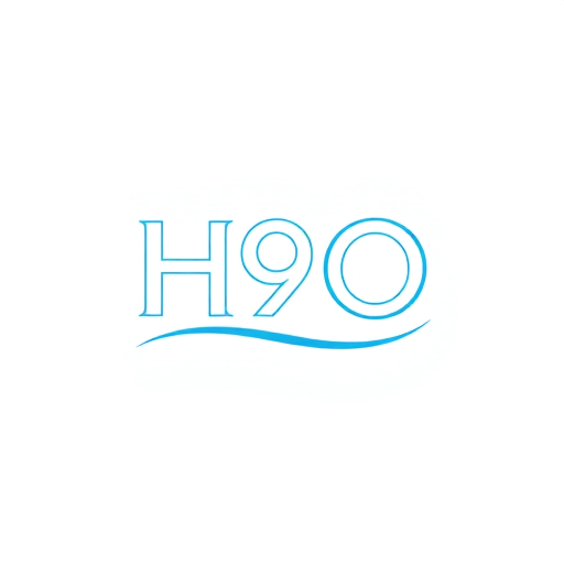 Professional logo design. Design a clean and minimal logo for H9O using bold sans-serif typography. Add a thin underline beneath the text shaped like a water ripple, keeping the overall style elegant and premium for bottled water branding.