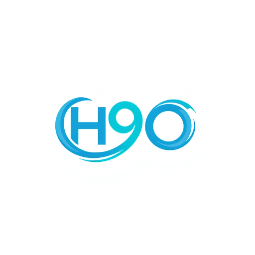 Professional logo design. Create a sleek logo for H9O with the number “9” shaped as a wave curling into infinity, symbolizing endless hydration and energy. Use flowing curves with a blend of blue and turquoise tones for a dynamic, modern look.