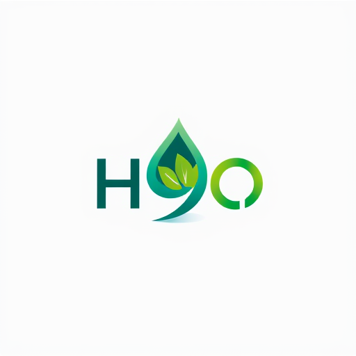 Professional logo design. Create a nature-inspired logo for H9O where a leaf and droplet merge together inside or around the “9”. Use green and aqua tones, symbolizing health, nature, and eco-purity.