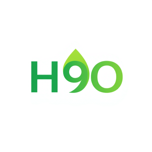 Professional logo design. Create a nature-inspired logo for H9O where a leaf and droplet merge together inside or around the “9”. Use green and aqua tones, symbolizing health, nature, and eco-purity.