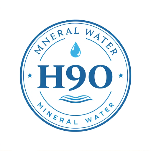 Professional logo design. Create a round badge-style logo for H9O. Place the text inside a circle with “Premium Mineral Water” written around it. Add a tiny drop or ripple at the center to enhance trust and authenticity.