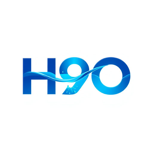 Professional logo design. Design a futuristic logo for H9O using bold typography with a blue gradient flow effect across the letters. Add a ripple or soft glow inside the “O” to create a feeling of depth and hydration.