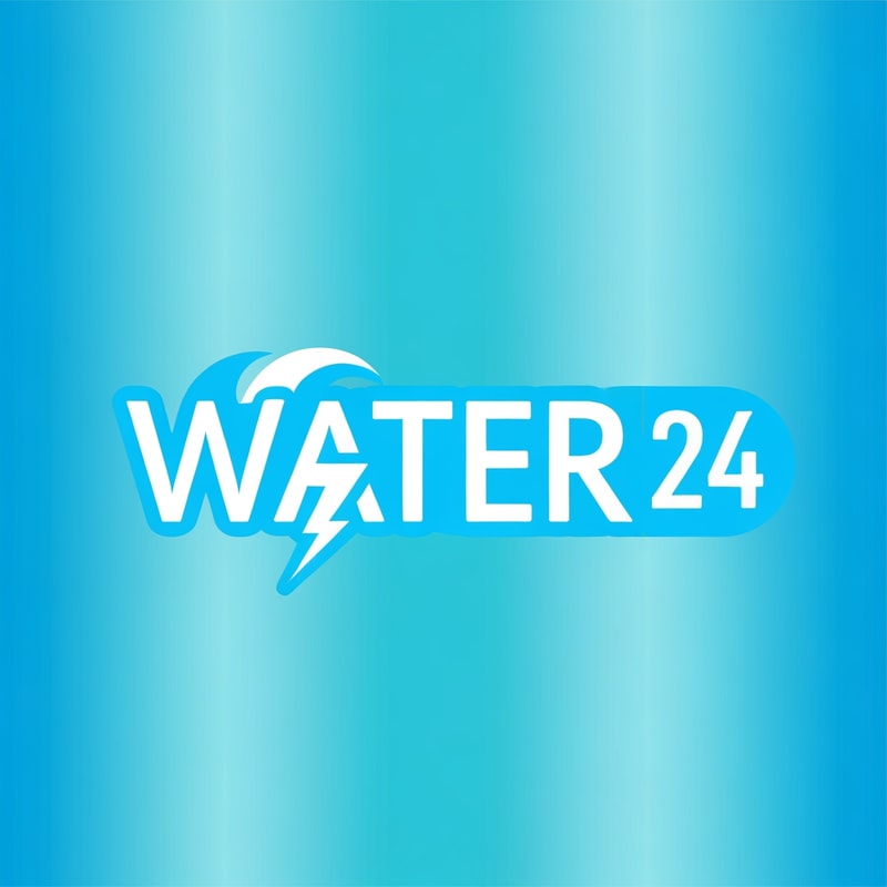 Design a high-impact logo for WATER 24.
Replace the “A” in WATER with a stylized wave + lightning hybrid symbol.
“24” sits beside WATER inside a small electric capsule shape.
Typography: clean, sharp, electro-tech.
Colors: dual-tone aqua and bright electric blue.
Finish: ultra-modern vector, perfect for bottle packaging.
Background: aqua-blue vertical gradient.