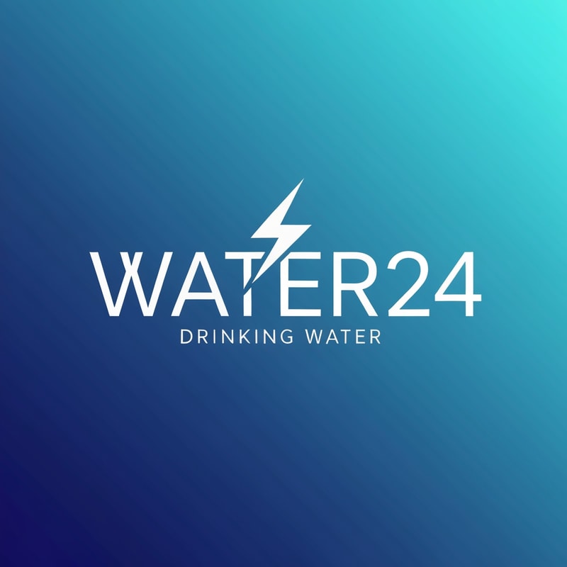 Create a premium modern logo for a packaged drinking water brand named WATER 24.
Design a sharp geometric wordmark where the letter T subtly transforms into a lightning bolt.
Keep the typography futuristic, minimal, and high-precision.
Design “24” as a clean numeric block aligned with the energy theme.
Use aqua-blue and electric-blue tones, with white highlights.
Include perfect kerning, smooth edges, and a professional FMCG bottled-water aesthetic.
Background: smooth gradient deep blue → light aqua.
Ultra-sharp vector style, no shadows, no clutter.