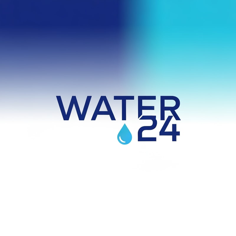 Create a premium modern logo for a packaged drinking water brand named “WATER 24”.
Design style inspired by futuristic electro-energy logos.
Use a sharp, clean, geometric font, with a bold, modern identity.

Include a lightning-energy concept subtly integrated into the typography — for example, the number 24 or the letter T having a refined lightning-stripe cut.

Design elements required:

• “WATER” in sleek uppercase typography
• “24” designed as a strong icon element, balanced with the word
• Include a small water-drop symbol inside the logo, stylistically matching the font
• Maintain symmetry, premium spacing, and professional alignment
• No shadows, no 3D bevels — clean & professional
• Produce variants with and without the water drop

Color directions:

• Use a polished, premium blue-aqua palette
• Optional secondary tones: electric blue, cyan, white
• Background: create a smooth vertical gradient, from deep rich blue at the top to light aqua at the bottom
• Keep the background clean, corporate, and modern
• High contrast so the logo looks bold and readable

Additional requirements:

• Ultra-sharp vector style
• High detail, clean edges
• Perfect kerning and spacing
• Suitable for printed labels and packaged drinking water bottles
