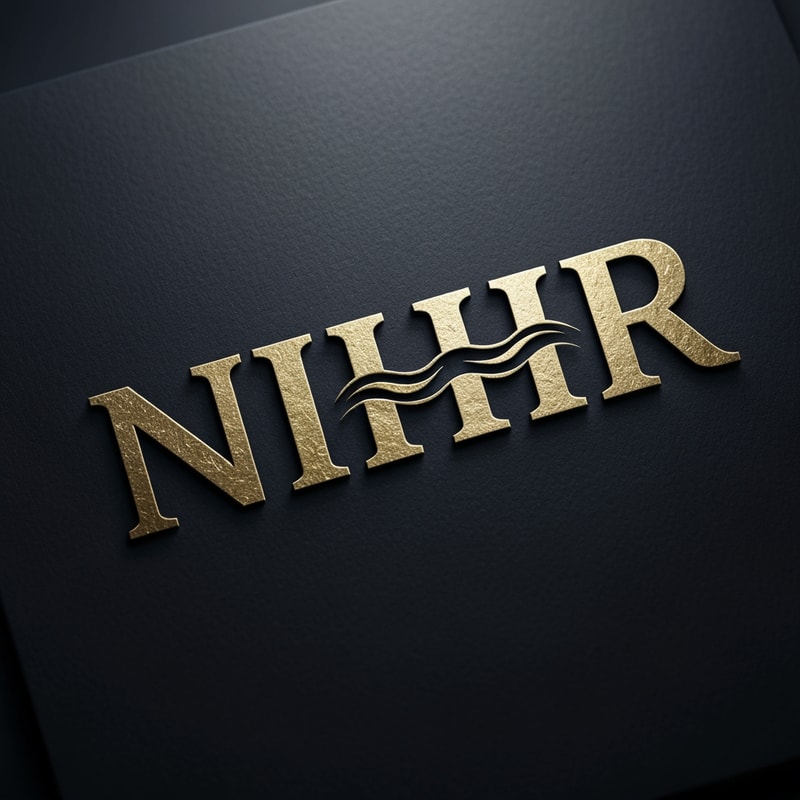 Design a luxury logo for "NIHIR" using a bold serif font with engraved styling.

Typography:
- Strong classic serif structure
- Perfect spacing and alignment
- Slight smoothing of inner curves

Water integration:
- Add a very subtle wave cut inside one letter (N or H)
- Keep the effect hidden and minimal

Material effect:
- Embossed or engraved appearance
- Optional gold foil or metallic finish

Style:
- Premium, timeless, corporate luxury

Color:
- Gold on dark background OR deep navy monochrome

Background:
- Textured premium paper or matte dark surface

Lighting:
- Soft highlights, no harsh reflections