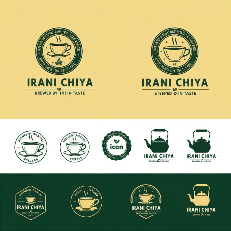 “Create a modern, eye-catching logo for a café brand called Irani Chiya. The logo should strongly represent authentic tea culture with bold tea vibes. Include the slogan: ‘BREWED BY TRADITION, STEEPED IN TASTE’.
Use a clean, minimal yet premium design style. Incorporate elements like a steaming tea cup, tea leaves, or a traditional Irani tea kettle, but keep the design modern, iconic, and brandable.
Primary brand colors must be: Green #0D8140 and Yellow #FFF200 — use them prominently for contrast, vibrance, and recognition.
Typography should be bold, slightly vintage, and highly readable to match Irani chai heritage. The overall logo should feel warm, inviting, and memorable.
Generate variations including emblem style, icon-focused, badge-style, and wordmark versions with the slogan.”