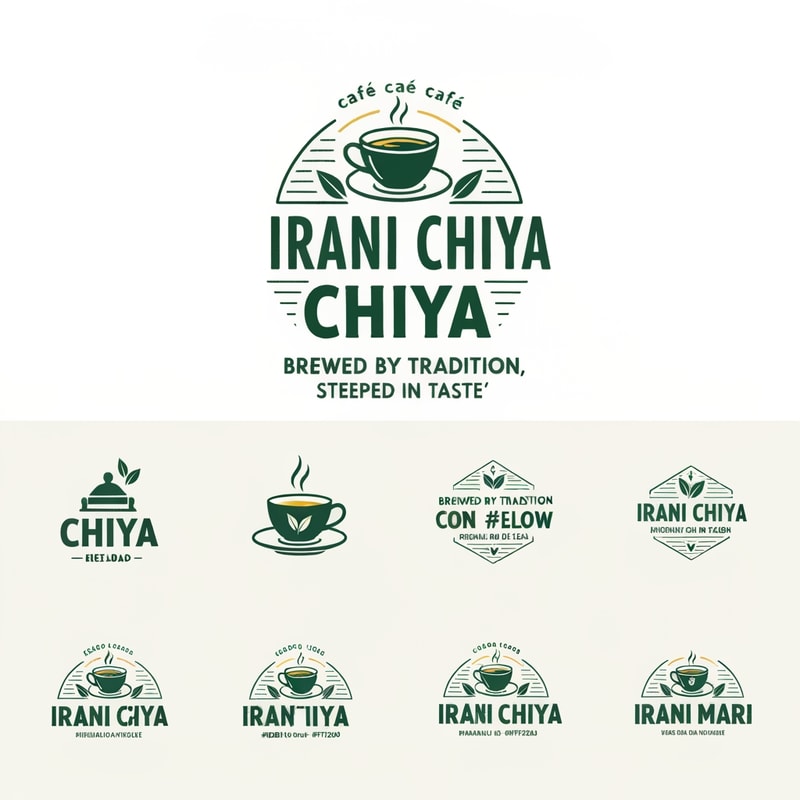 “Create a modern, eye-catching logo for a café brand called Irani Chiya. The logo should strongly represent authentic tea culture with bold tea vibes. Include the slogan: ‘BREWED BY TRADITION, STEEPED IN TASTE’.
Use a clean, minimal yet premium design style. Incorporate elements like a steaming tea cup, tea leaves, or a traditional Irani tea kettle, but keep the design modern, iconic, and brandable.
Primary brand colors must be: Green #0D8140 and Yellow #FFF200 — use them prominently for contrast, vibrance, and recognition.
Typography should be bold, slightly vintage, and highly readable to match Irani chai heritage. The overall logo should feel warm, inviting, and memorable.
Generate variations including emblem style, icon-focused, badge-style, and wordmark versions with the slogan.” make best as you can possible