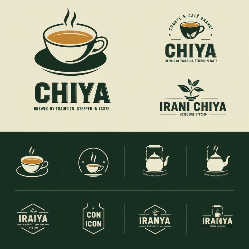 “Create a modern, eye-catching logo for a café brand called Irani Chiya. The logo should strongly represent authentic tea culture with bold tea vibes. Include the slogan: ‘BREWED BY TRADITION, STEEPED IN TASTE’.
Use a clean, minimal yet premium design style. Incorporate elements like a steaming tea cup, tea leaves, or a traditional Irani tea kettle, but keep the design modern, iconic, and brandable.
Primary brand colors must be: Green #0D8140 and Yellow #FFF200 — use them prominently for contrast, vibrance, and recognition.
Typography should be bold, slightly vintage, and highly readable to match Irani chai heritage. The overall logo should feel warm, inviting, and memorable.
Generate variations including emblem style, icon-focused, badge-style, and wordmark versions with the slogan.”