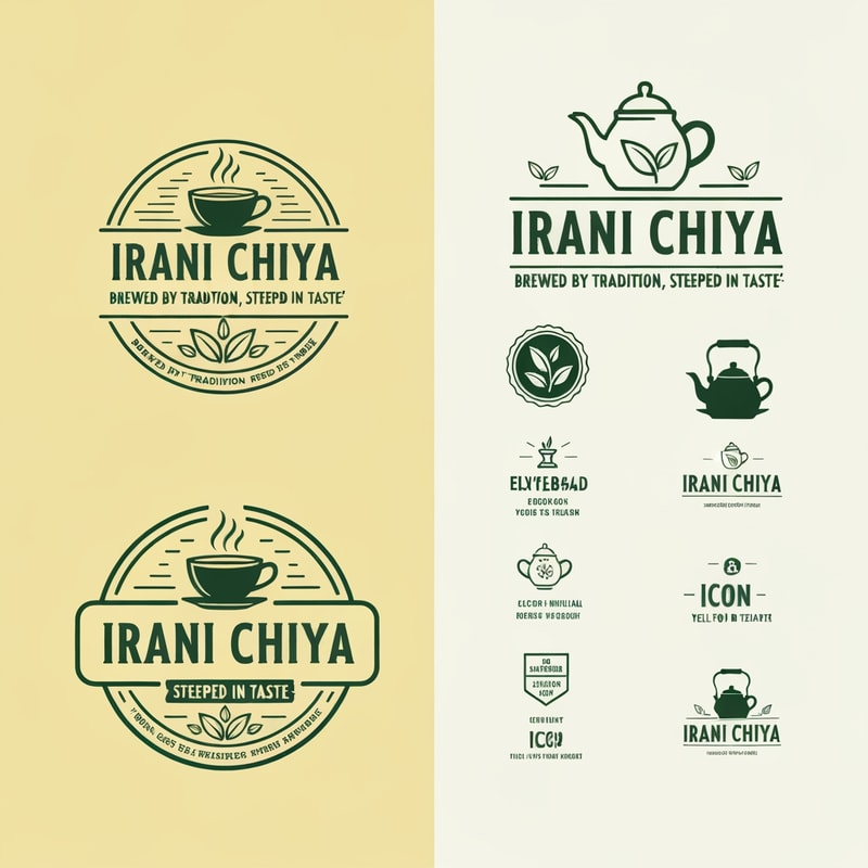 “Create a modern, eye-catching logo for a café brand called Irani Chiya. The logo should strongly represent authentic tea culture with bold tea vibes. Include the slogan: ‘BREWED BY TRADITION, STEEPED IN TASTE’.
Use a clean, minimal yet premium design style. Incorporate elements like a steaming tea cup, tea leaves, or a traditional Irani tea kettle, but keep the design modern, iconic, and brandable.
Primary brand colors must be: Green #0D8140 and Yellow #FFF200 — use them prominently for contrast, vibrance, and recognition.
Typography should be bold, slightly vintage, and highly readable to match Irani chai heritage. The overall logo should feel warm, inviting, and memorable.
Generate variations including emblem style, icon-focused, badge-style, and wordmark versions with the slogan.” make best as you can possible