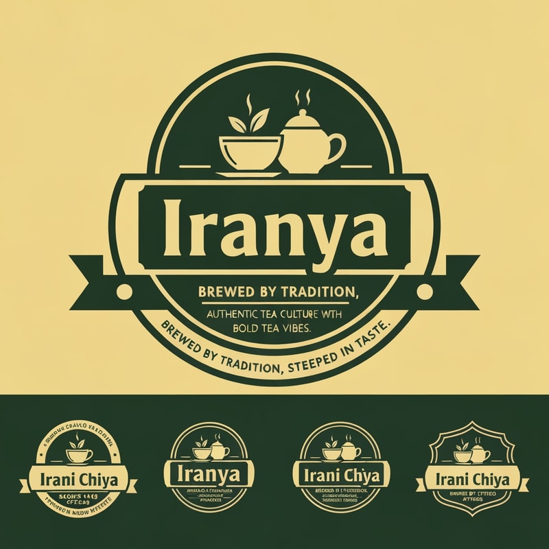“Create a modern, eye-catching logo for a café brand called Irani Chiya. The logo should strongly represent authentic tea culture with bold tea vibes. Include the slogan: ‘BREWED BY TRADITION, STEEPED IN TASTE’.
Use a clean, minimal yet premium design style. Incorporate elements like a steaming tea cup, tea leaves, or a traditional Irani tea kettle, but keep the design modern, iconic, and brandable.
Primary brand colors must be: Green #0D8140 and Yellow #FFF200 — use them prominently for contrast, vibrance, and recognition.
Typography should be bold, slightly vintage, and highly readable to match Irani chai heritage. The overall logo should feel warm, inviting, and memorable.
Generate variations including emblem style, icon-focused, badge-style, and wordmark versions with the slogan.”