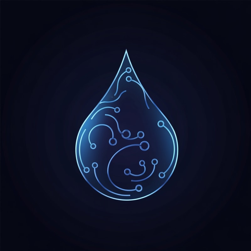 Concept: A droplet whose outline subtly morphs into neural wave patterns or synapse curves, showing AI learning from every drop.
Mood: Intelligent evolution, futuristic learning.
Colors: Blue–violet neural glow with metallic depth.