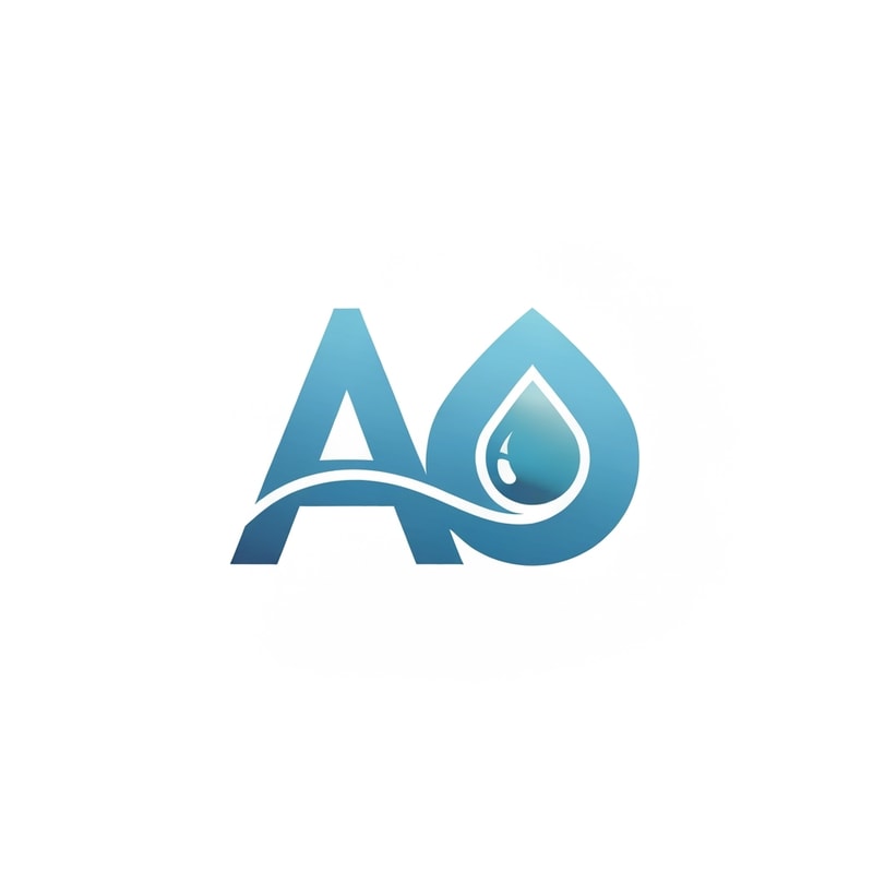 Typography-focused logo using wide, clean, futuristic lettering. The crossbar of “A” slightly lowered and shaped as a water wave. The “O” replaced with a solid droplet outline filled with gradient glow. Monotone vector finish ideal for branding.