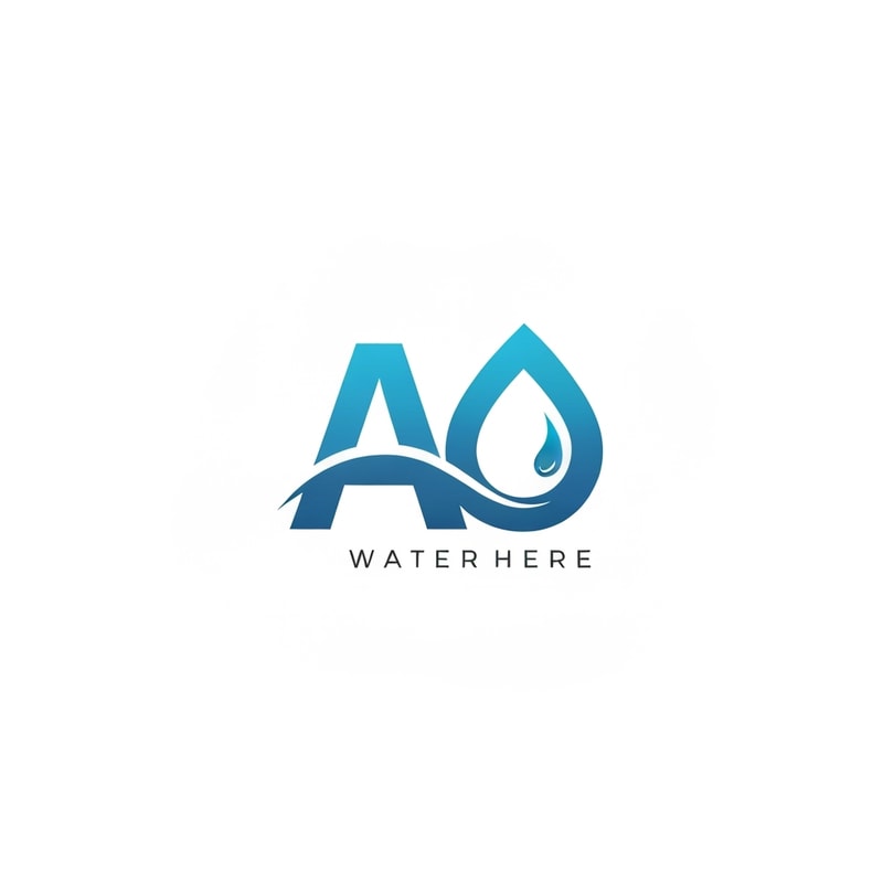 Typography-focused logo using wide, clean, futuristic lettering. The crossbar of “A” slightly lowered and shaped as a water wave. The “O” replaced with a solid droplet outline filled with gradient glow. Monotone vector finish ideal for branding.
