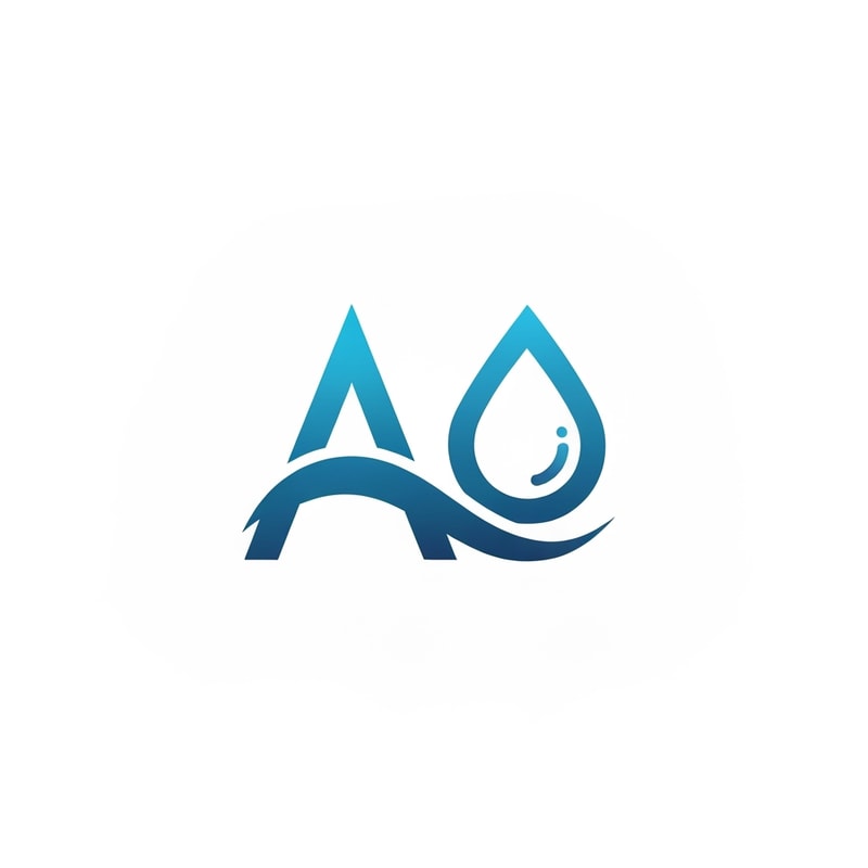 Typography-focused logo using wide, clean, futuristic lettering. The crossbar of “A” slightly lowered and shaped as a water wave. The “O” replaced with a solid droplet outline filled with gradient glow. Monotone vector finish ideal for branding.