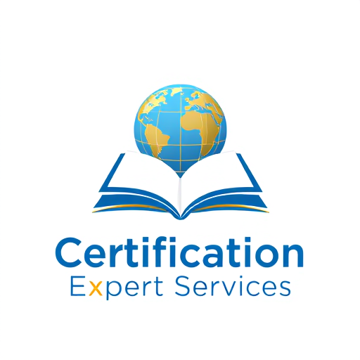 Professional logo design. Professional logo for "Certification Expert Services" with an open book icon and a stylized globe above it, representing knowledge and international reach. Use royal blue and golden yellow colors to convey education, growth, and ambition. Typography should be modern, clear, and easy to read. Keep the style minimal, vector-based, and suitable for use as a social media profile logo.