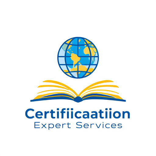Professional logo design. Professional logo for "Certification Expert Services" with an open book icon and a stylized globe above it, representing knowledge and international reach. Use royal blue and golden yellow colors to convey education, growth, and ambition. Typography should be modern, clear, and easy to read. Keep the style minimal, vector-based, and suitable for use as a social media profile logo.