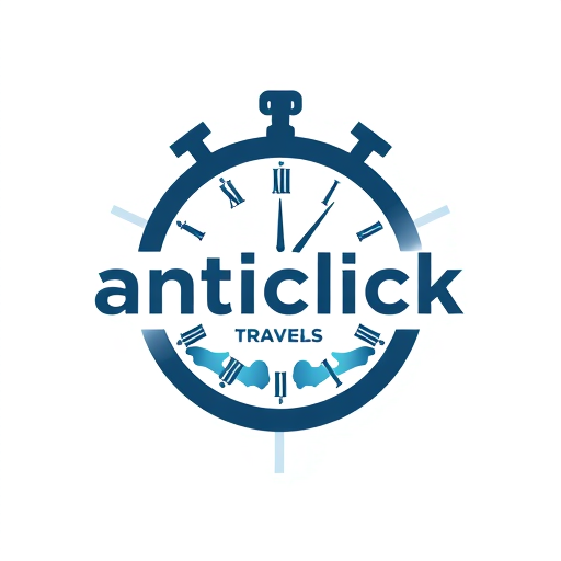 Professional logo design. create a logo on the name 'anticlock travels' with a clock and something related to travels